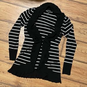 WHBM Black and White Stripe Cardigan Size M
